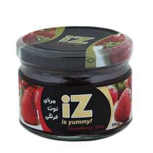 مربا توت فرنگی شیشه ای ایز 300 گرمی IZ