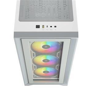 Corsair iCUE 4000X RGB-ارسال 7 الی 10 روز کاری Corsair iCUE 4000X RGB Tempered Glass Mid-Tower ATX Case – White