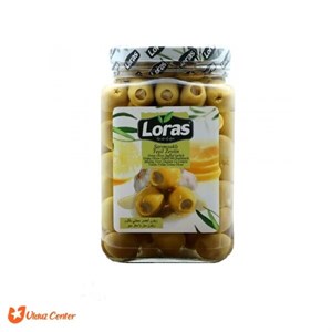 زیتون سبز شیشه ای لوراس LORAS مدل روغنی 900 گرمی