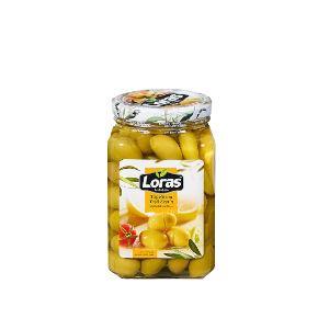 زیتون سبز شیشه ای لوراس LORAS مدل روغنی 900 گرمی