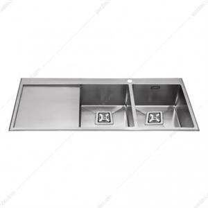 سینک دو لگن با سینی (لگن راست) تمام استیل ابعاد L116 x W50 x H20 فانتونی مدل P032 Fantoni P032 Sink