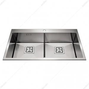 سینک دو لگن رو کار تمام استیل ابعاد L88 x W50 H20 فانتونی مدل P024 Fantoni Sink 