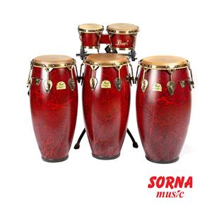 تومبا سه لنگه با بانگو و پایه بانگو Elite Series Fiberglass Conga پرل مدل PCF125-117-110DX-634