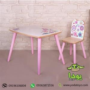 ست میز و صندلی چوبی کودک دخترانه 
