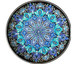 بشقاب سفالی طرح فیروزه آبی