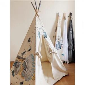 چادر بازی کودک مدل سرخپوستی طرح سرخپوست آمریکایی با گرگ سفید