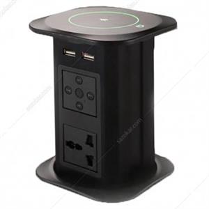 پریز برق استوانه ای برقی با قابلیت پخش موسیقی رنگ مشکی مات فانتونی مدل N373