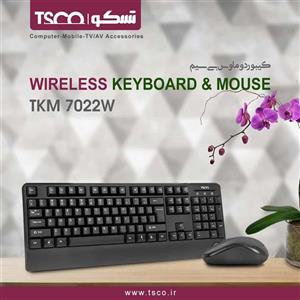 کیبورد و ماوس بی سیم تسکو مدل TKM 7022W TSCO TKM 7022W Wireless Keyboard and Mouse