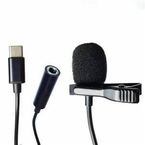 میکروفون یقه ای Type c همراه با خروجی صدا برند لاوالیر Lavalier