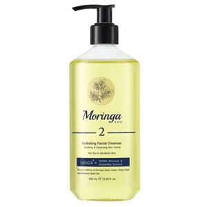 ژل شستشو و آبرسان صورت مورینگا امو مناسب پوست خشک و حساس حجم 400 میل Moringa Hydrating Facial Cleanser No 2 Soothing And Cleansing Skin Gently For Dry To Sensitive Skin With Láfaoil And Orchis Mascula And Cucumber Extracts 400ml