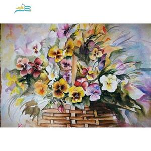 نقاشی آبرنگ با عنوان گلهای بنفشه برند نقش خیال