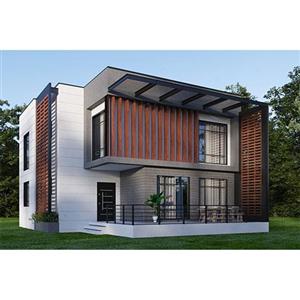 طراحی ویلا مدرن نما چوب و بتن 228