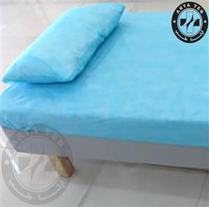 ست ملحفه کشدار ۸۰*۲۲۰ و روبالشتی یکبار مصرف | آبی ۳۸ گرم