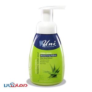 فوم ضد عفونی کننده دست یونی لد مدل Aloe Vera Extract حجم 200 میلی لیتر Uni Led Aloe Vera Extract Hand Santizer Foam 200ml