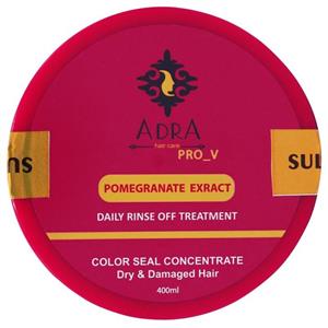 ماسک مو آبکشی و تثبیت کننده رنگ مو فاقد سولفات 400 میلی لیتر انار آدرا Adra Pomegranate Extract Daily Rinse Off Treatment Hair Mask For Dry and Damaged Hair 400ml