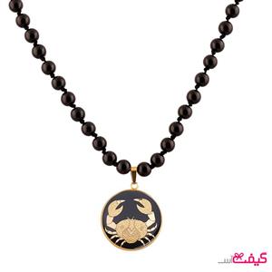 گردنبند سنگ اونیکس و ورق طلا ماه تیر