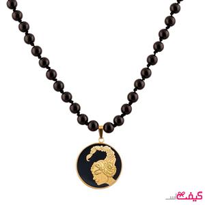 گردنبند سنگ اونیکس و ورق طلا ماه آبان