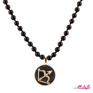 گردنبند سنگ اونیکس و ورق طلا ماه آذر