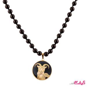 گردنبند سنگ اونیکس و ورق طلا ماه دی