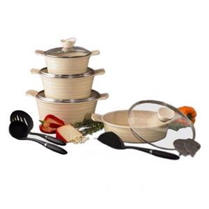 سرویس قابلمه 13 پارچه کرم گرانیتی لاین یونیک کد UN-7871