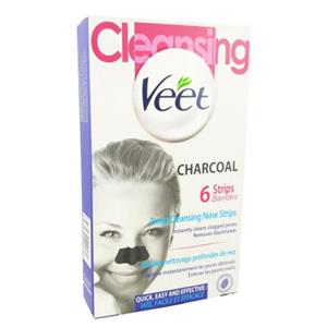 چسب‌ بینی ویت پاک کننده عمیق منافذ پوست حاوی زغال فعال بسته 6 عددی Veet Deep Cleansing Nose Strips