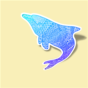 استیکر blue dolphin hand art 