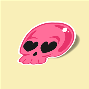 استیکر skull-emoji-love