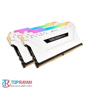 رم کورسیر دوکاناله 16 گیگابایت Vengeance RGB PRO 3200MHZ CL16 Corsair VENGEANCE RGB PRO White DDR4 16GB 3200MHz CL16 Dual Channel Ram