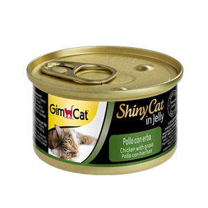 کنسرو غذای گربه جیم‌کت مدل Chicken With Grass in Gelly وزن 70 گرم