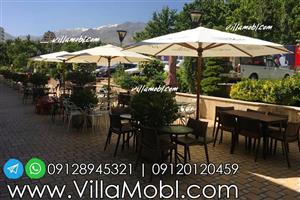 چتر باغی سایه بان چوبی قطر چهار متری پایه وسط