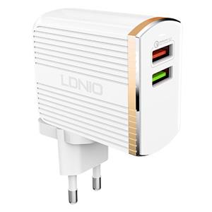 شارژر دیواری فست شارژ LDNIO A2502Q QC3.0 PD 30W 2 Port همراه کابل میکرو یو اس بی