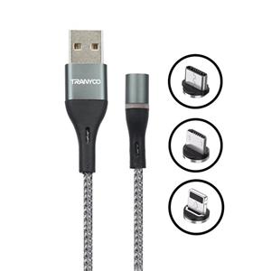 کابل تبدیل USB به لایتنینگ / microUSB / USB-C ترانیو مدل XS4 طول 1 متر