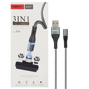 کابل تبدیل USB به لایتنینگ / microUSB / USB-C ترانیو مدل XS4 طول 1 متر