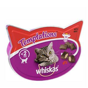 تشویقی مغزدار گربه با طعم گوساله ویسکاس 60 گرم Whiskas Temptations Beef 