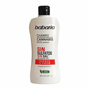 شامپو تقویت کننده موی سر بدون سولفات باباریا حاوی عصاره کانابیس (شاهدانه) حجم ۴۰۰ میلی لیتر