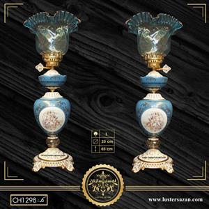 چراغ سرامیکی لامپا فیروزه ای فورتیک کرم طلا