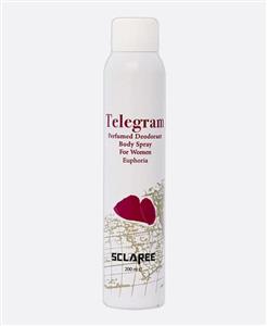 اسپری بدن زنانه اسکلاره مدل TELEGRAM حجم 200 میل Sclaree Telegram Spray For Woman 200ml