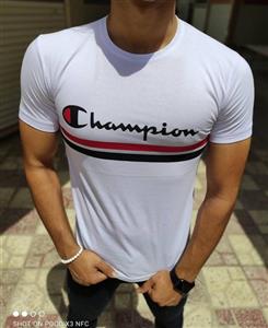 تیشرت تک رنگ سفید مردانه champion