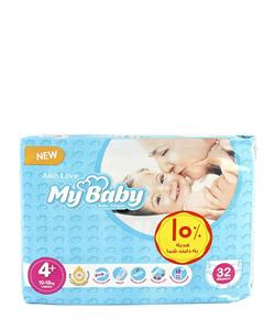 پوشک بچه مای بیبی سایز 4 پلاس بسته 32 عددی My Baby Chamomile Size 4Plus Diaper Pack of 