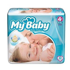 پوشک بچه مای بیبی سایز 4 پلاس بسته 32 عددی My Baby Chamomile Size 4Plus Diaper Pack of 