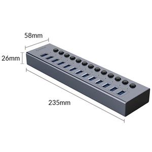 هاب USB3.0 فلزی 13 پورت ORICO BT2U3-13AB Orico  BT2U313AB USB 3.0 Hub, 13 Port With Power Switch &amp; Adapter