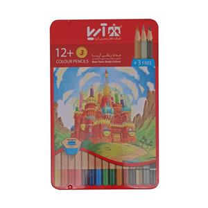 مداد رنگی 15 رنگ آریا طرح قلعه کد 3+12