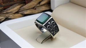 انگشتر عقیق سبز اسپرت کد 197