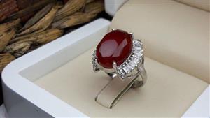 انگشتر زنانه عقیق یمنی درجه یک (الماس تراش) کد 192