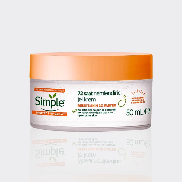 ژل کرم مرطوب کننده و آبرسان 72 ساعته سیمپل SIMPLE حجم 50 میل