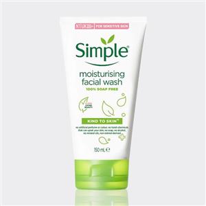 ژل شستشوی پوست خشک و حساس سیمپل ۱۵۰ میل مدل Moisturizing Facial Wash Simple حجم 150 میل