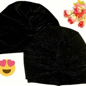کلاه حجاب با پارچه لمه (دخترانه /زنانه) رنگ مشکی 