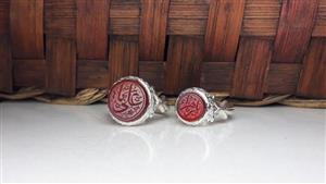 ست انگشتر مردانه و زنانه عقیق قرمز خطی کد 354