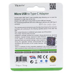 تبدیل میکرو یو اس بی به تایپ سی وریتی A306 Verity MicroUSB To Type C Converter 