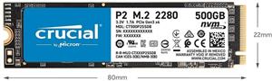 حافظه SSD اینترنال کروشیال مدل P2 NVMe PCIe M.2 2280 ظرفیت 500 گیگابایت Crucial P2 NVMe PCIe M.2 2280 500GB Internal SSD